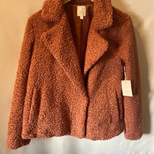 NWT-Lauren Conrad rose colored faux fur jacket